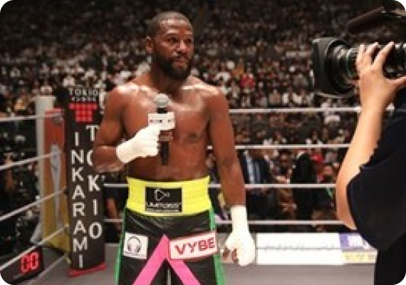 In Exhibition Fight, Legendary Boxer Floyd Mayweather Jr. Steps into the Ring and Represents with Limitless X VYBE Logos