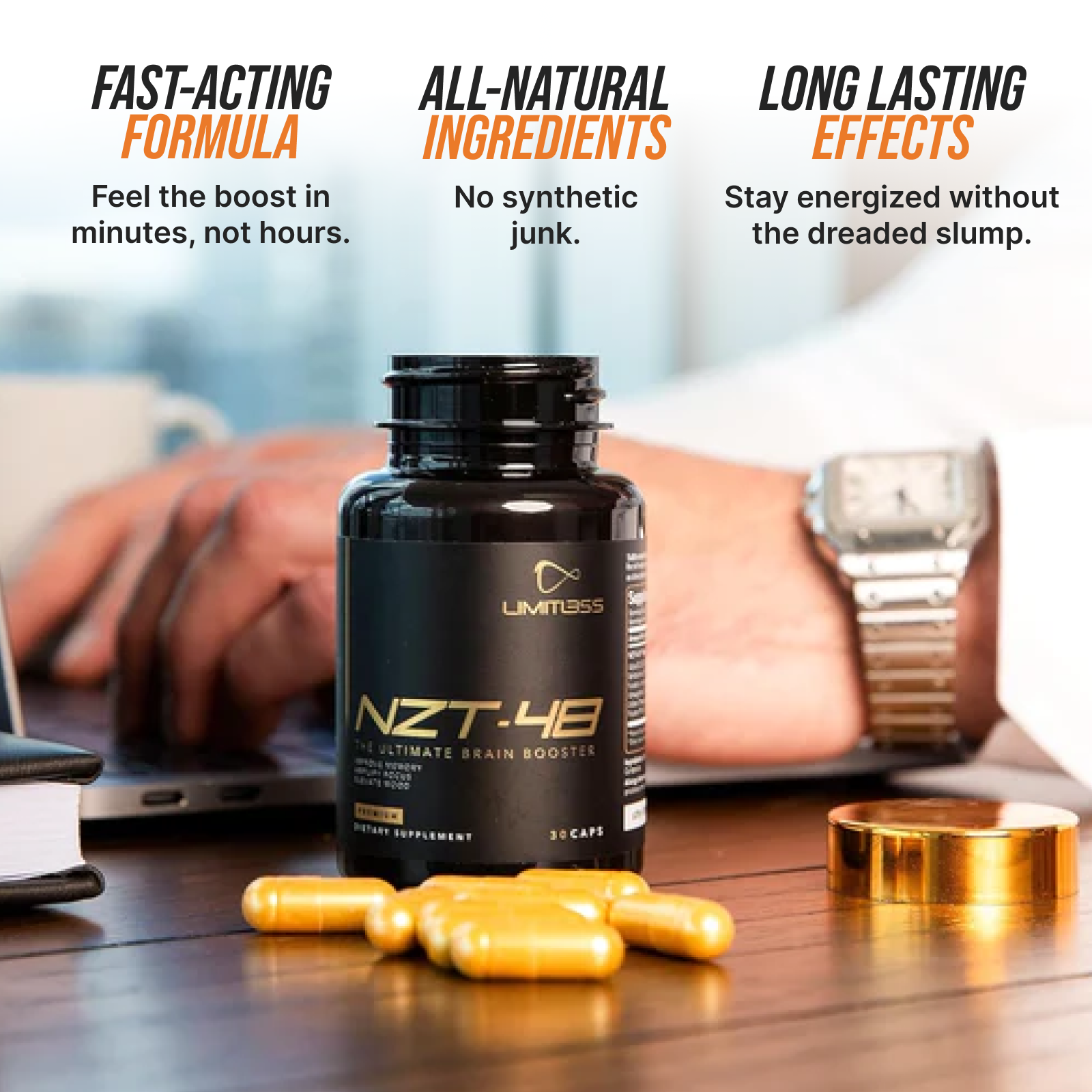 thumbnail image 2 of NZT-48 Limitless Focus Nootropic Brain Booster – 3 Pack (180 Capsules) With Alpha-GPC, Huperzine A, Ginkgo For Memory & Mental Clarity 2 of 5