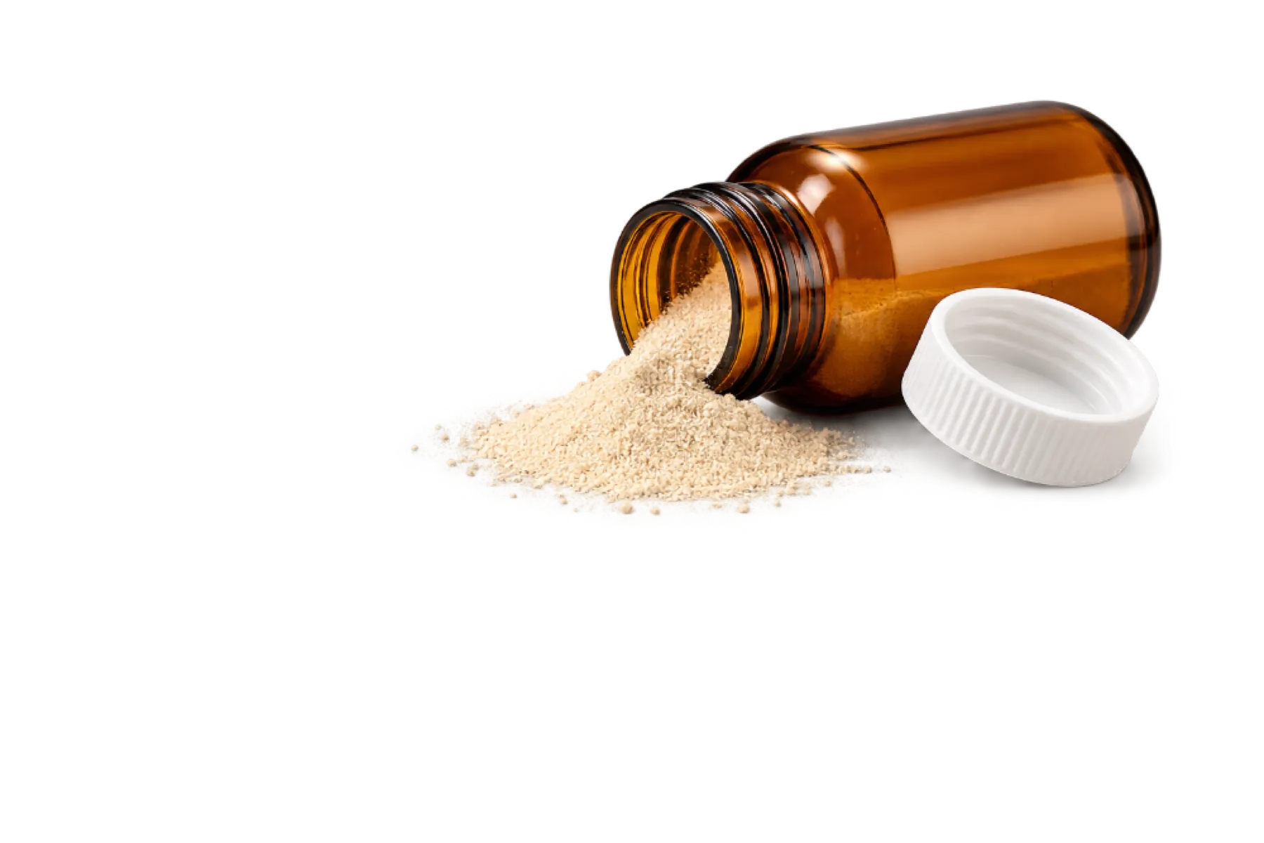 Powder spilling from a bottle